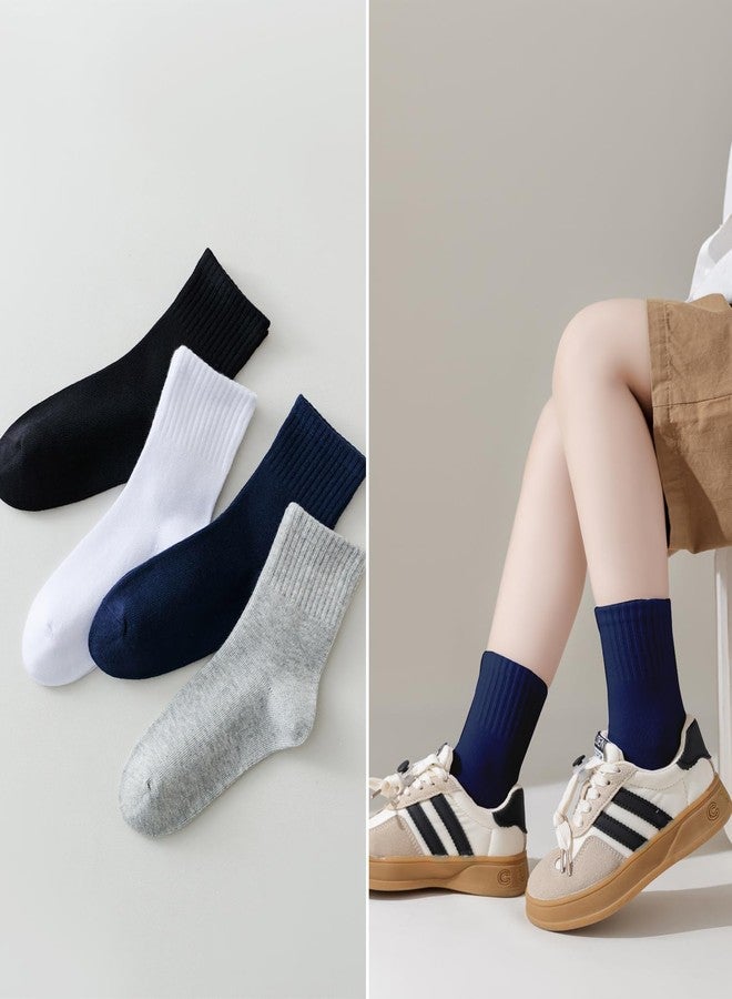 EPEIUS Unisex Kids Crew Socks Toddler Boys Dress Sox Soft Cotton Seamless School Socks for Girls 1T 2T 3T Navy 6 Pairs XS - Image 5